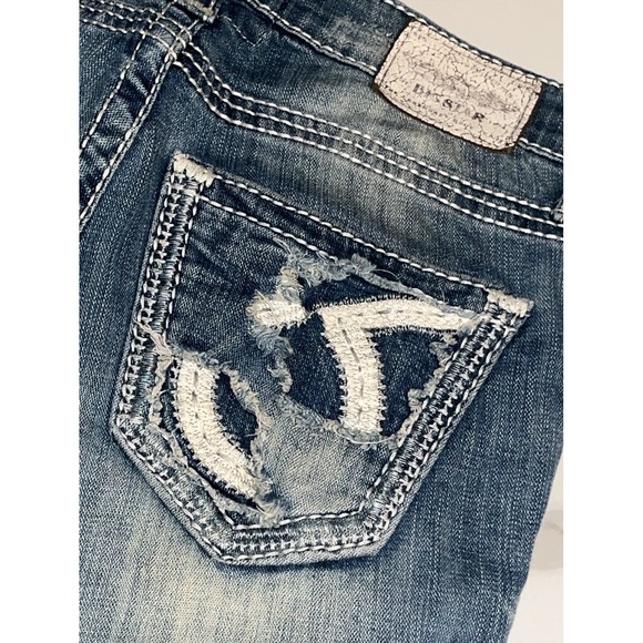 Big Star Liv Slim Bootcut Jeans Women's 27R Whiskered Vintage Denim Blue - Picture 6 of 16